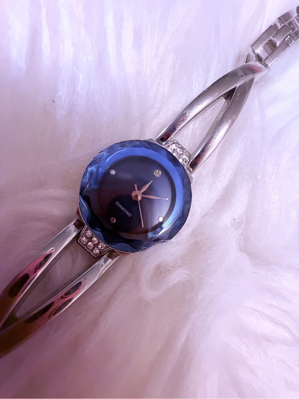 Womens Silver Bracelet Watch With Blue Dial  Unbranded